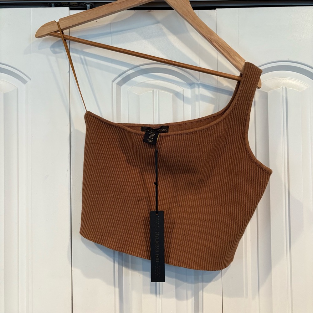 House Of Harlow‎ Brown Ribbed One Shoulder Tank Top Size Medium